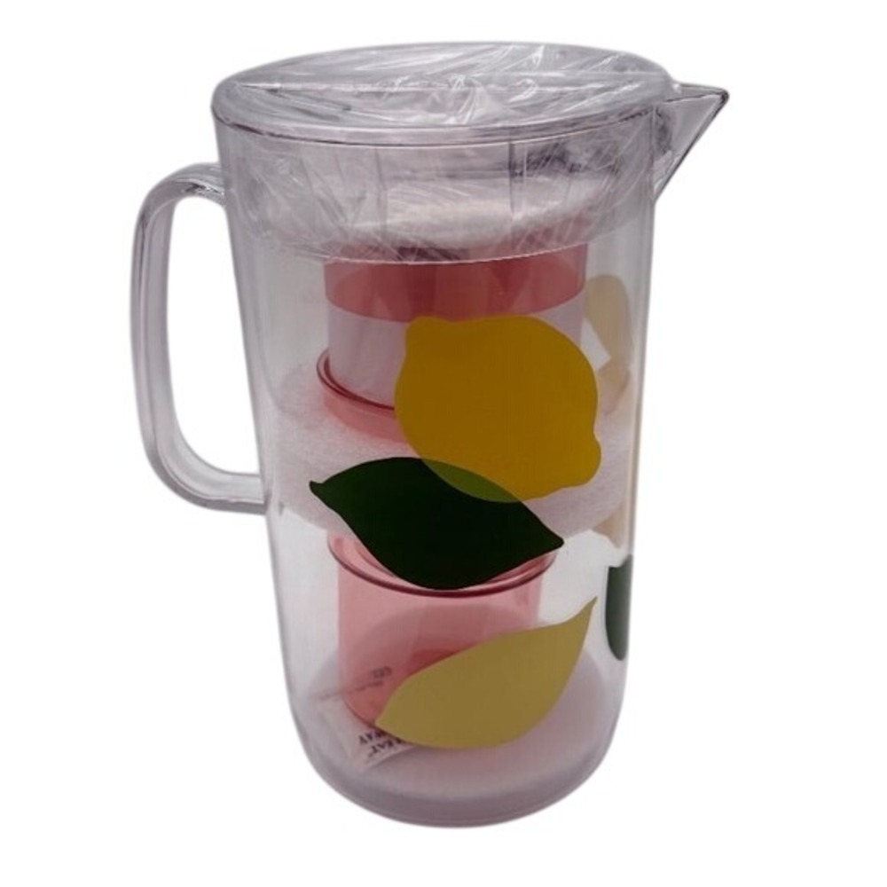Kate Spade New‎ York Lemon Pitcher + 2 Cups Acrylic 58oz / 12oz NIB